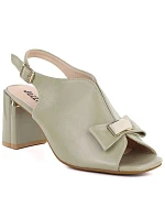 Dámské sandály na jehlovém podpatku s mašlí Jezzi olivové RMR25112-3