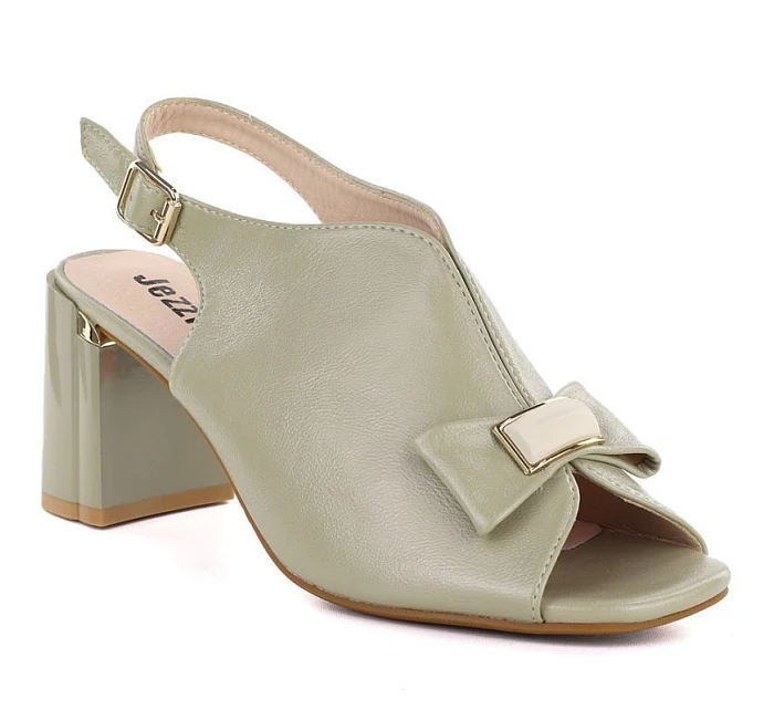 Dámské sandály na jehlovém podpatku s mašlí Jezzi olivové RMR25112-3