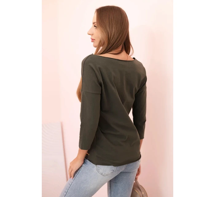 Dámská halenka s lodičkovým výstřihem khaki