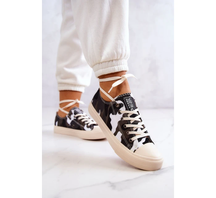 Dámské Materiál Sneakers Camo BIG STAR JJ274237 Bílo-šedé Dámské Materiál Sneakers Camo BIG STAR JJ274237 Bílo-šedé
