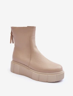 Dámské kožené boty na platformě Bežové model 21633565 - Zazoo