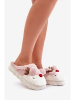 Dámské huňaté pantofle s motivem růžové model 21679579 - Boto