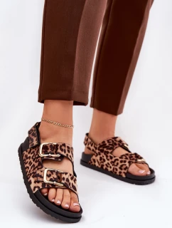 Dámské Sandály S Přezkami V Panteře Hnědé Seladith