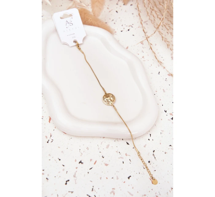 Dámský náramek s přívěskem model 21776927 s květinami zlatý - Boto Dámský náramek s přívěskem model 21776927 s květinami zlatý - Boto