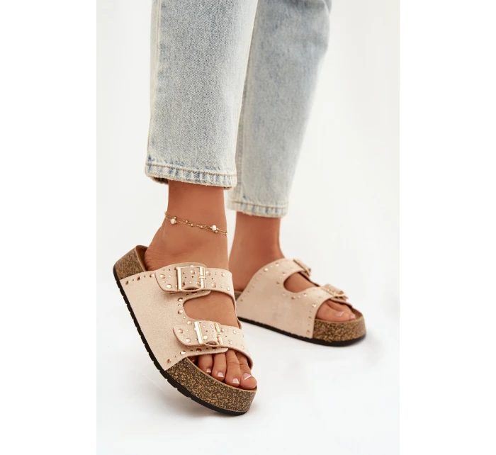 Dámské pantofle se zlatými a knoflíky model 21919013 - Boto Dámské pantofle se zlatými a knoflíky model 21919013 - Boto