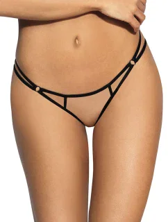 Smyslná tanga V-8848 béžová/černá - Axami