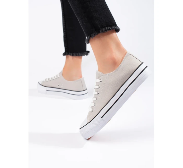 Exkluzívní tenisky šedo-stříbrné dámské bez podpatku Exkluzívní tenisky šedo-stříbrné dámské bez podpatku