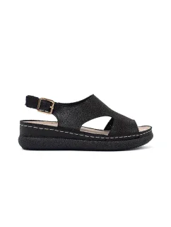 Moderní dámské  sandály černé platforma