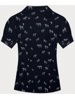 Tmavě modrá halenka s límečkem a se vzorem zeber (AWY2011D)