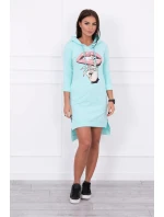 Šaty s delšími zády a barevným potiskem mint Šaty s delšími zády a barevným potiskem mint