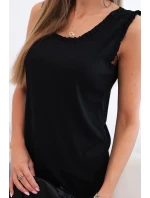 Dámská viskózová halenka s volánem ve výstřihu černý Dámská viskózová halenka s volánem ve výstřihu černý