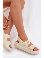 Dámské pěnové sandály na platformě Big Star model 22100692 světle béžové - Big Star Shoes