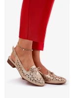 Dámské perforované baleríny s otevřenou patou Navinnia – zlaté