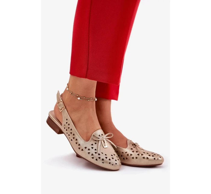 Dámské perforované baleríny s otevřenou patou Navinnia – zlaté