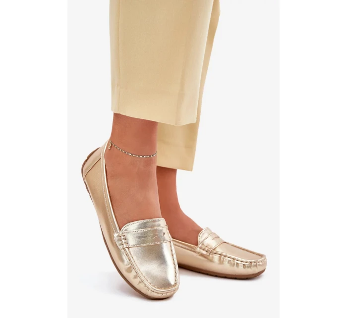 Dámské mokasíny z eko kůže model 21834423 – zlaté - Kesi
