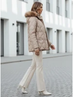 Dámská zimní bunda prošívaná s kapucí béžová Dstreet model 21990871 - FashionStreet