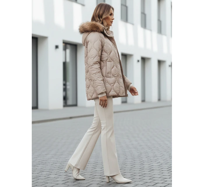 Dámská zimní bunda prošívaná s kapucí béžová Dstreet model 21990871 - FashionStreet