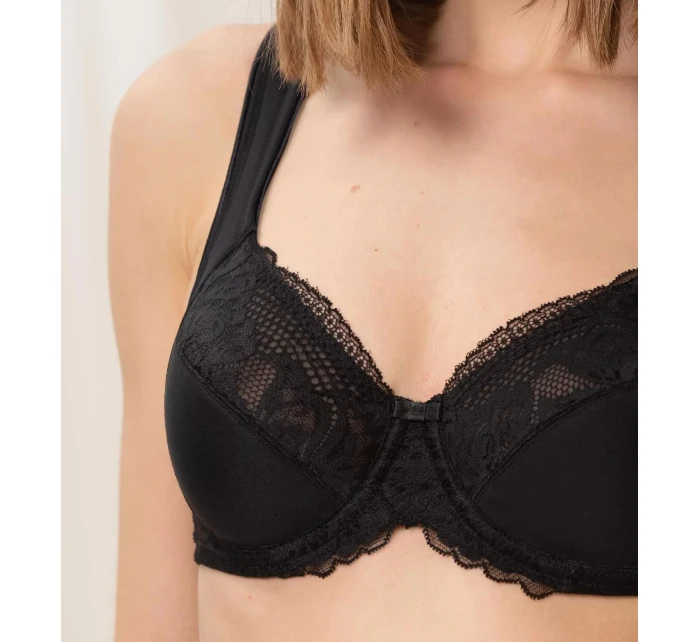 Dámská podprsenka Modern Lace+Cotton W02 - BLACK - černá 0004 - TRIUMPH Dámská podprsenka Modern Lace+Cotton W02 - BLACK - černá 0004 - TRIUMPH