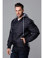 Černá pánská bunda typu "bomber" s kapucí model 18344844 - J.STYLE Černá pánská bunda typu "bomber" s kapucí model 18344844 - J.STYLE