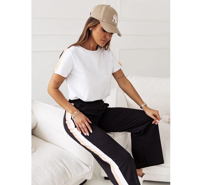 Bílý dámský sportovní komplet sportowy - oversize tričko t-shirt a teplákové kalhoty (VE89)