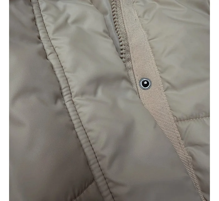 Krátká béžová dámská bunda s kapucí model 20991162 - J.STYLE