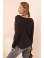 Dámský svetr s viskózou a výstřihem do V hnědý Dámský svetr s viskózou a výstřihem do V hnědý