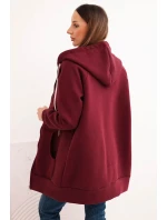 Dámská mikina s kapucí a zipem model 21780817 bordová - K-Fashion Dámská mikina s kapucí a zipem model 21780817 bordová - K-Fashion