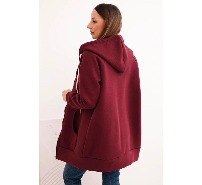 Dámská mikina s kapucí a zipem model 21780817 bordová - K-Fashion Dámská mikina s kapucí a zipem model 21780817 bordová - K-Fashion