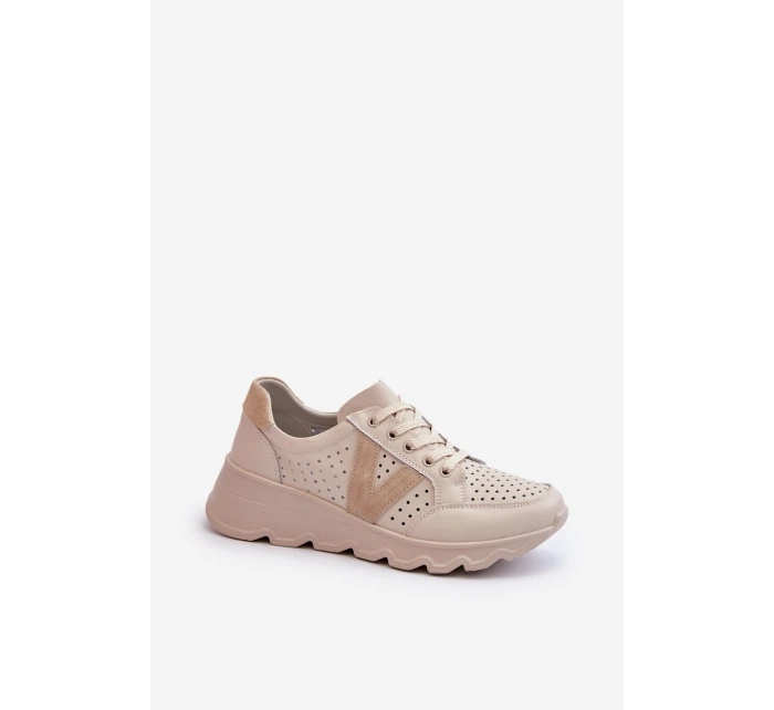 Dámské kožené lehké sportovní boty béžové Eleonori Dámské kožené lehké sportovní boty béžové Eleonori