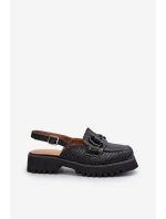 Dámské sandály na ploché podrážce s ozdobou Černé D&A MR38-656