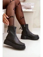 model 21669377 Dámské Kožené Botky Na Platformě Černé - Zazoo model 21669377 Dámské Kožené Botky Na Platformě Černé - Zazoo
