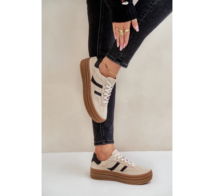 Zazoo N1176 Semišové Tenisky Na Platformě Béžové Zazoo N1176 Semišové Tenisky Na Platformě Béžové