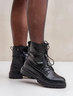 Zateplené Kotníkové Boty S Ozdobnými Špendlíky Na Šněrování Černé Irivina