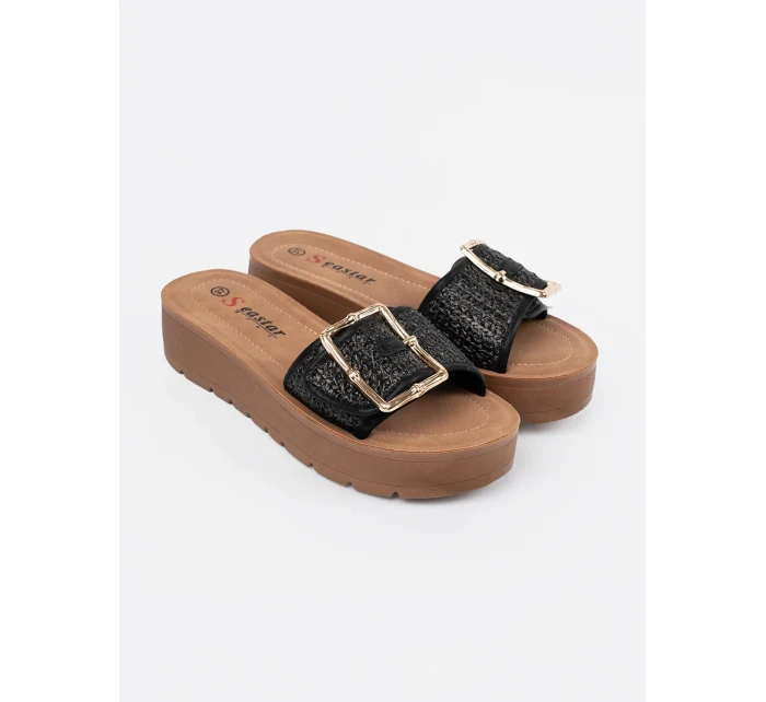 Luxusní  nazouváky černé dámské platforma