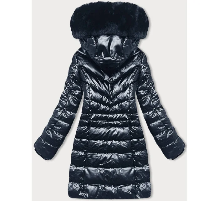 Tmavě modrá vypasovaná dámská zimní bunda model 21246880 - LHD