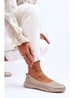 Kožené dámské prolamované baleríny Béžová model 21616489 - EVENTO