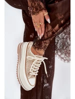 Dámské Tenisky Na Masivní Platformě S.Barski BF51-101 Béžové Dámské Tenisky Na Masivní Platformě S.Barski BF51-101 Béžové