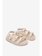 Dětské Sandály Se Zlatým Detalem Béžové Lunessa Dětské Sandály Se Zlatým Detalem Béžové Lunessa