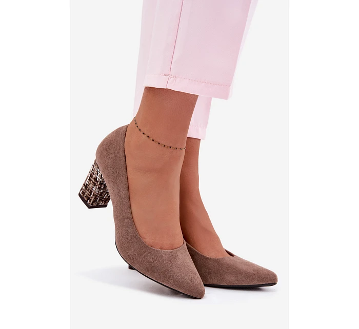 Lodičky z eko semiše Sergio Leone PB414 světle hnědé s ozdobným sloupkem Lodičky z eko semiše Sergio Leone PB414 světle hnědé s ozdobným sloupkem