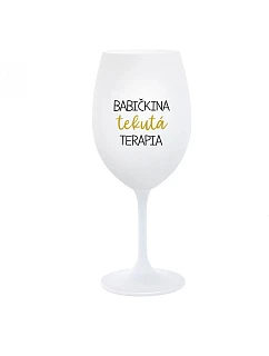 BABIČKINA TEKUTÁ TERAPIA - biely pohár na víno 350 ml