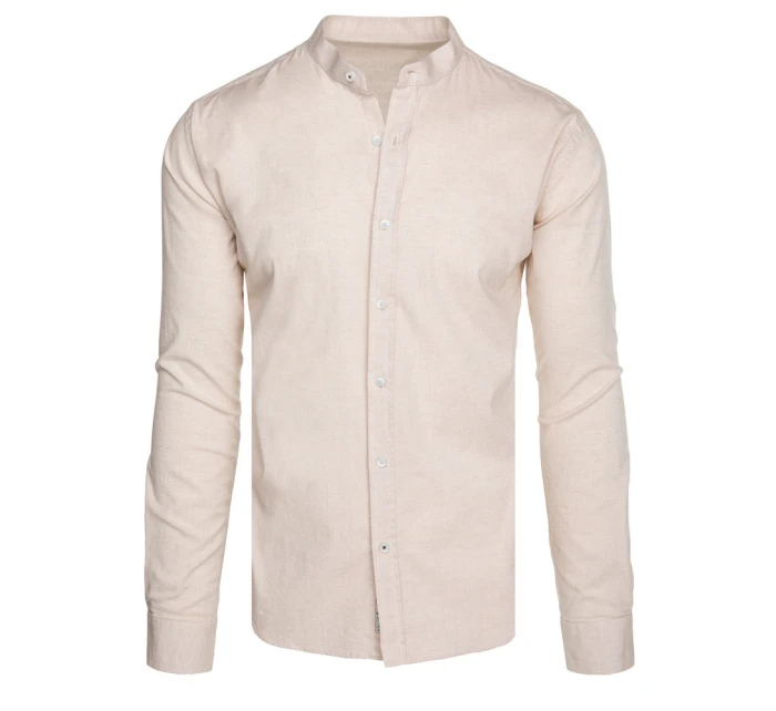 Pánská neformální košile se stojáčkem béžová FashionStreet DX2651