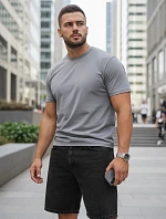 Pánské bavlněné tričko basic šedé FashionStreet RX5675