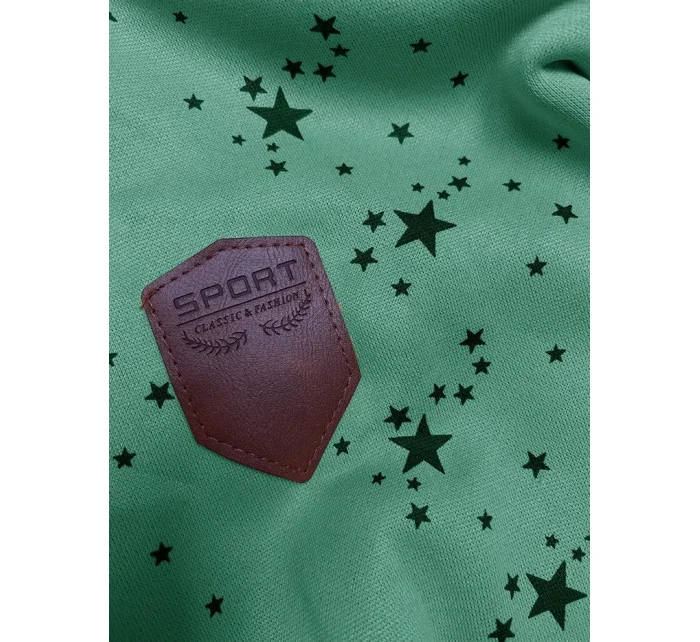 Zelená dámská rozepínací mikina se vzorem hvězdiček (2313)