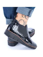 Kožené boty z hadí kůže Rieker W R474 černé Kožené boty z hadí kůže Rieker W R474 černé