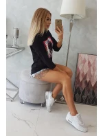 Americká dívčí grafická halenka černá S/M - L/XL