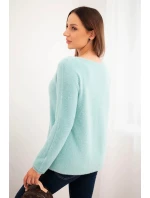 Svetr dámský z měkké pleteniny s kulatým výstřihem mátový