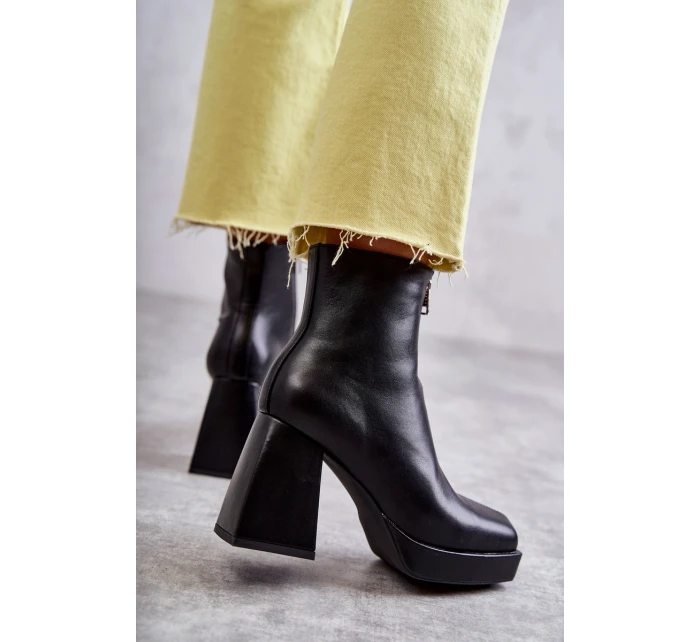 Dámské kozačky na  se zipem černá model 21595111 - Boto