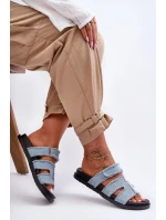 Dámské látkové sandály na zip Modrý Lamirose Dámské látkové sandály na zip Modrý Lamirose