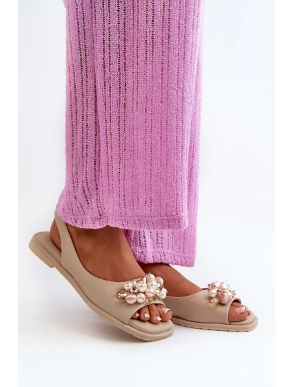 Dámské Sandály S Ozdobami model 21665108 Béžové - S.Barski