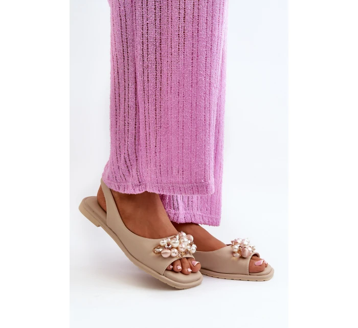 Dámské Sandály S Ozdobami model 21665108 Béžové - S.Barski